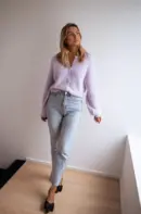 Lilac Isa Cardigan with Shiny Buttons
