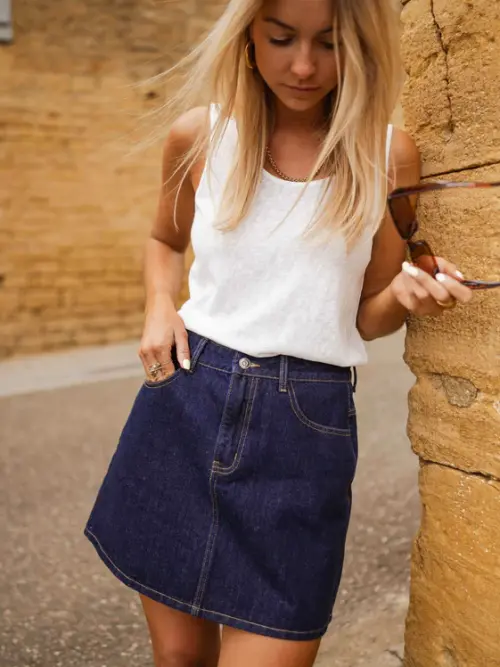 Dark Blue Denim Tara Skirt
